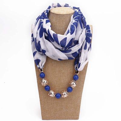 Chiffon Scarf Spring Summer Necklace Ethnic Style Women's Beaded Pendant Scarf Scarf Hat