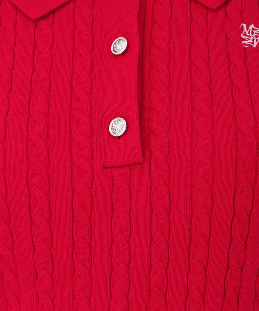 Mishmash Short Sleeve Polo Cable Red Women's Knitwear/Sweater, Knit, Knit, Knit, Feminine, Casual, Spring/Summer Wear, Logo, Outing,