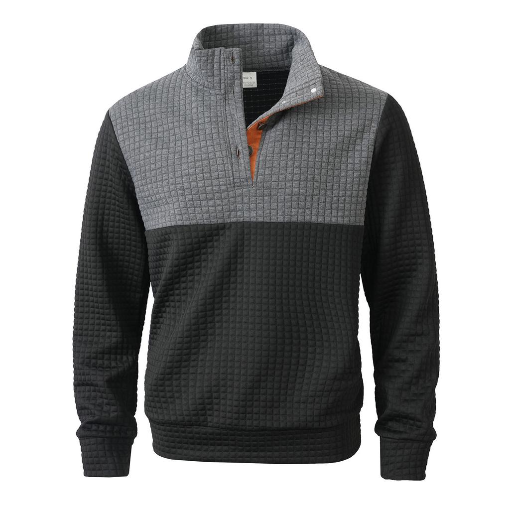 Men's Cable Knit Pullover Sweater Casual Long Sleeve Stand Collar 1/4 Button Up Fall Winter Sweatshirts