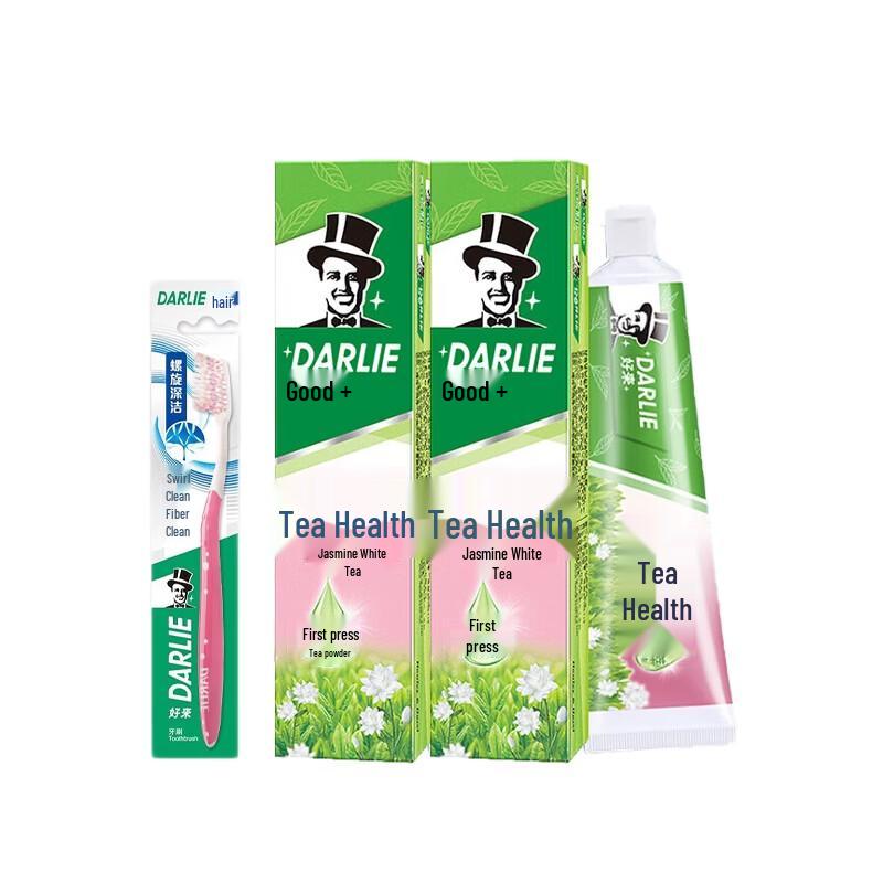 Darlie Tea Tree Jasmine White Tea Toothpaste & Charcoal Toothbrush Set