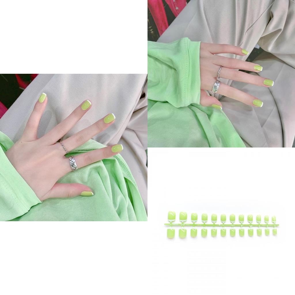 Fashionable French Style Nail Art Tips In White Edge Design 24 Pieces Set S113