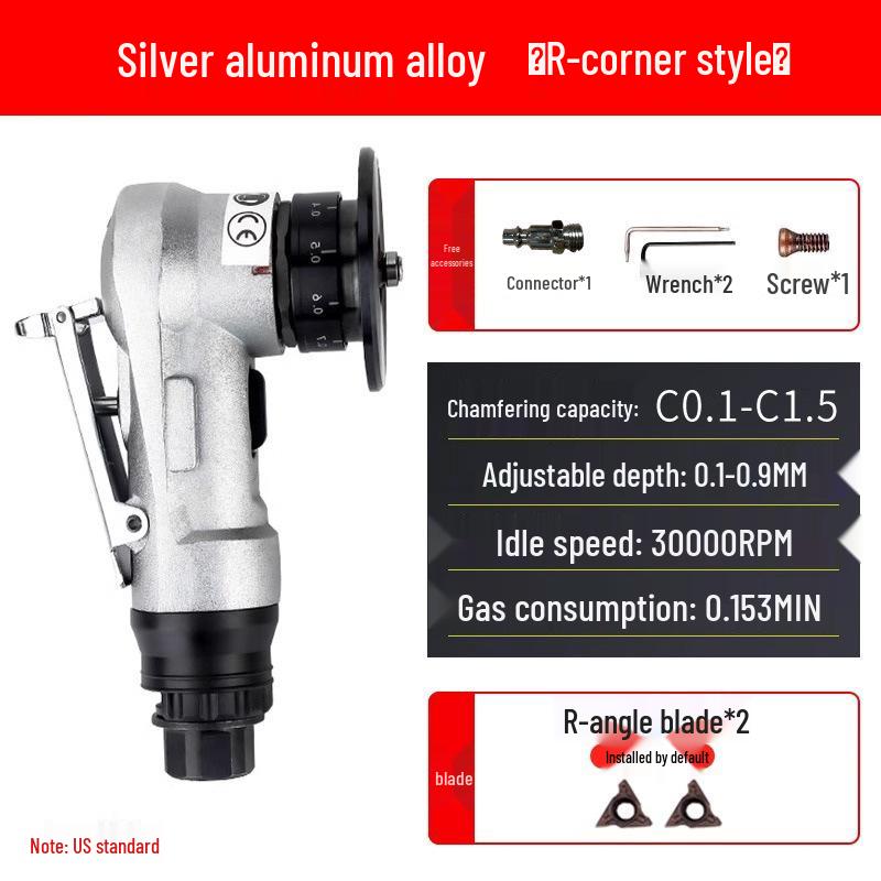 Handheld Mini Pneumatic Chamfering Machine: 45° C/R-Angle Deburring Tool for Woodworking and Metal