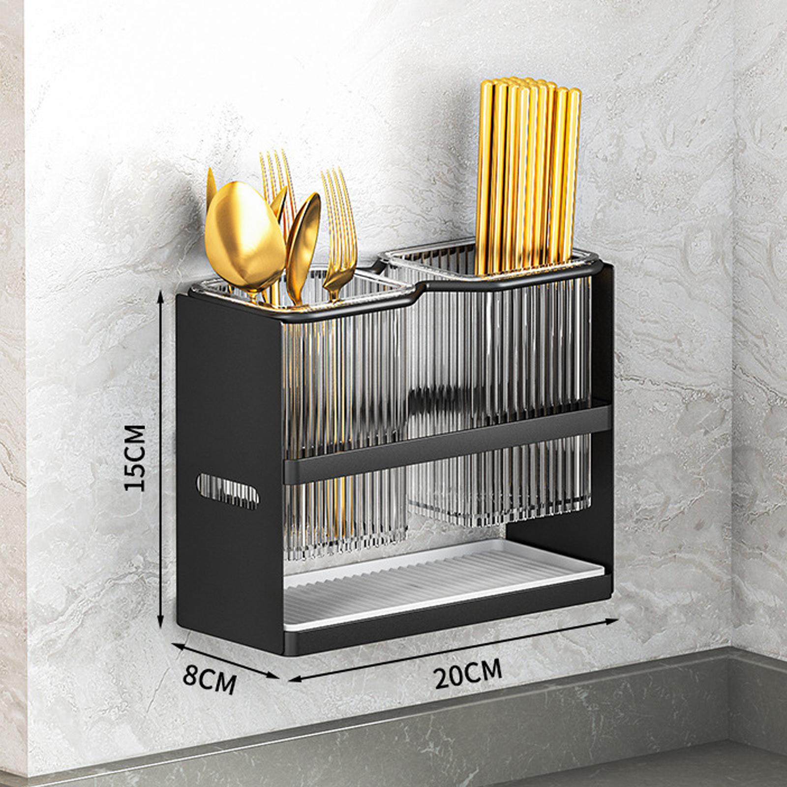 

Кухонная стойка для хранения с держателем для ножей, держатель для столовых приборов с поддоном для слива, контейнер для ножей и вилок, кухонная стойка для столешницы