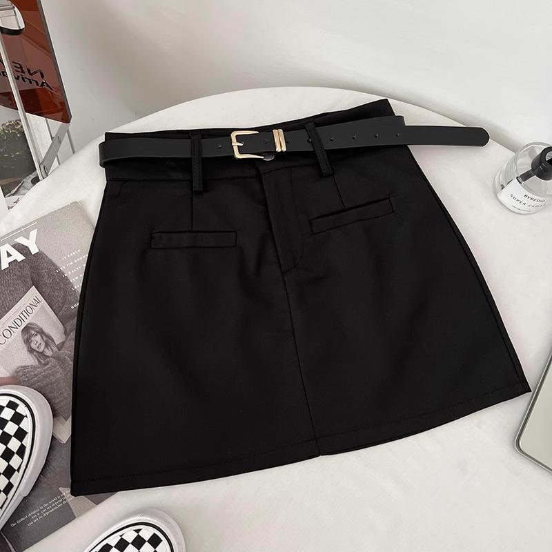 

Женская весенняя юбка А-силуэта с высокой талией серого цвета 2024: Тонкий, в стиле колледжа, дизайн с защитой от оголения M