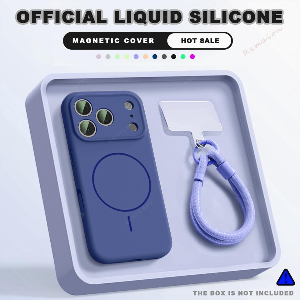 Wrist Strap Liquid Silicone Magnetic Phone Case For For Iphone 17 Air 11 12 13 16 Pro Max 1 14 16 Plus 16E  Lanyard Cover