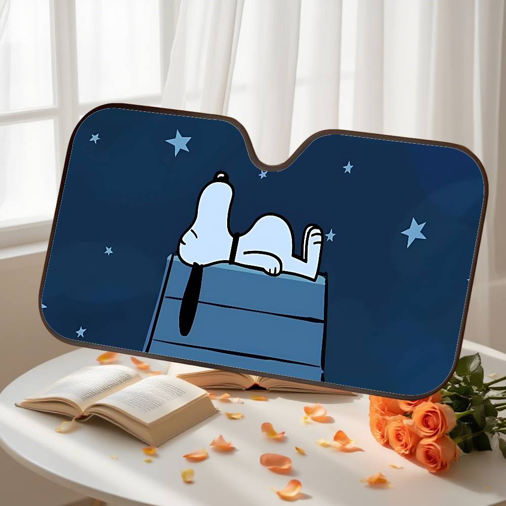 Cartoon S-Snoopy Sleep Peanuts Car Sunshade Curtains Windshield Car Windscreen Cover Sun Shade Auto Visor Car Accessories