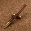 Retro Sandalwood & Brass Fountain Pen - Dark Nib, Calligraphy Practice, Engraved Logo