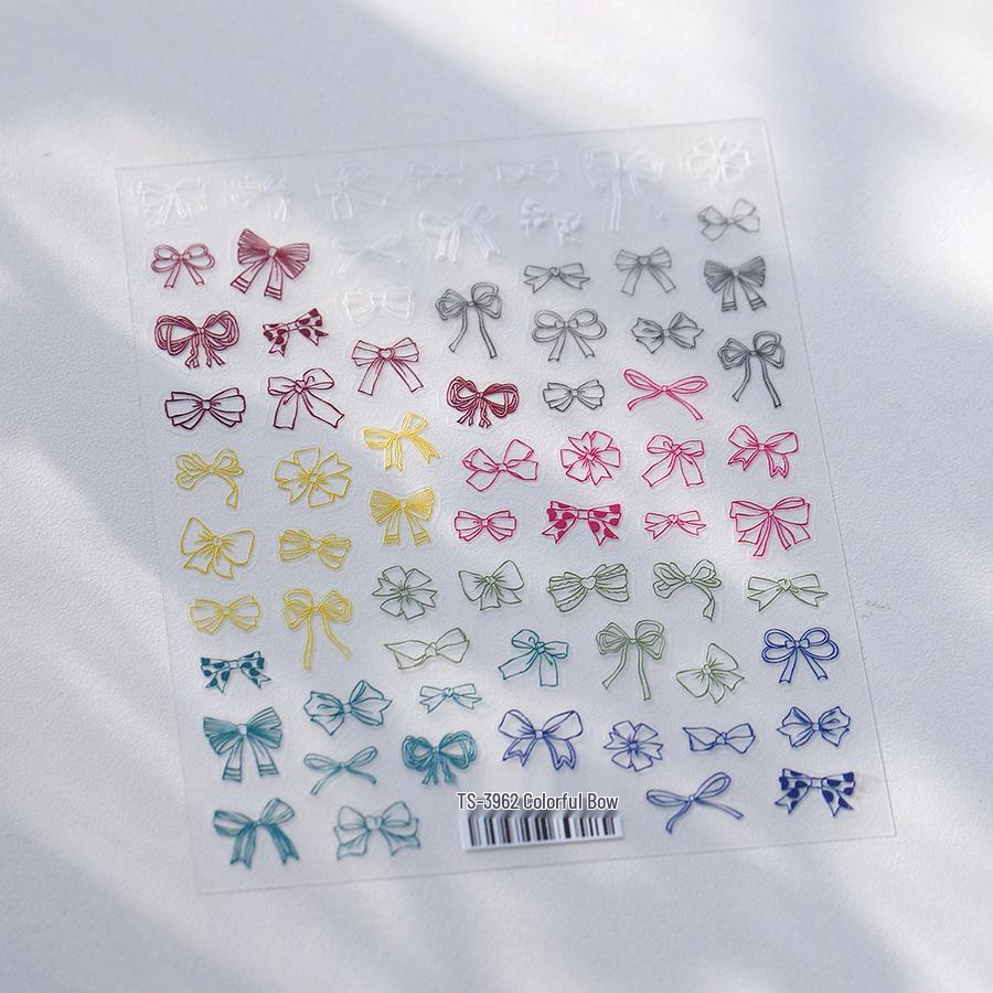 TS-3962 Minimalist Bowknot Nail Art Stickers - Colorful Adhesive Accessories