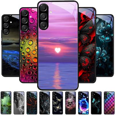 Para Samsung A56 Funda de Cristal A26 A36 PC Duro Cristal Templado Cubierta de Teléfono Para Galaxy A15 A25 A35 A55 Dibujos Animados Lujo Fundas Resistentes a Golpes