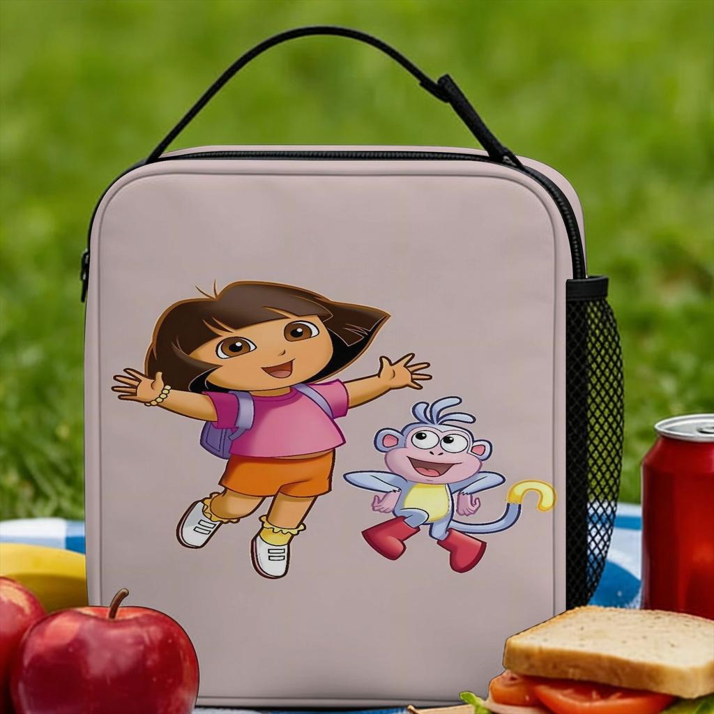 D-Doras The Explorers Lunch Bag Casual Lunch Box Outdoor Picnic Portable Tote Food Bags For Child Oxford Print Cooler Bag