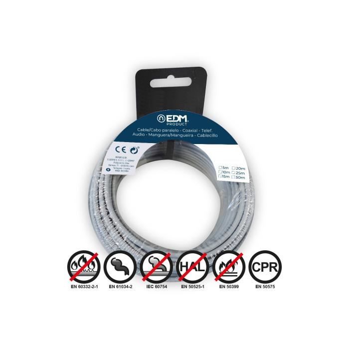 Fil électrique flexible sans halogène 1,5mm GENERIQUE - Bobine 20m - Gris