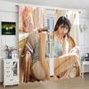 2 pieces of pure and innocent beauty model printed curtains, pole bag home decoration, room decoration