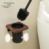 Wall-Mounted Walnut Toilet Brush Set - Dead Corner-Free Cleaning