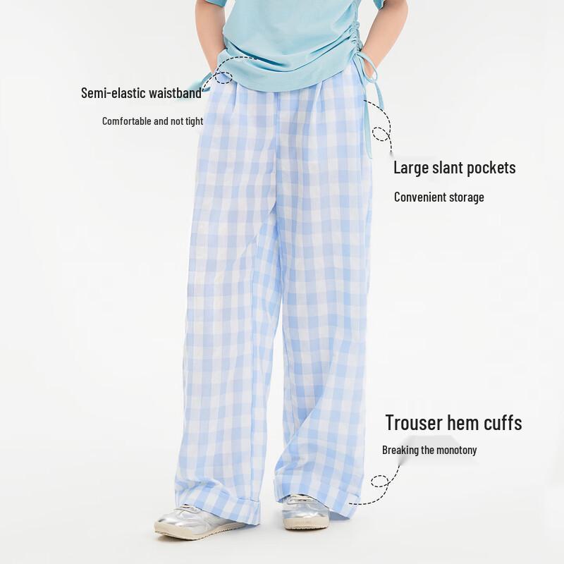 KIYA Girls  Summer Lightweight Cotton Wide-Leg Pants 170