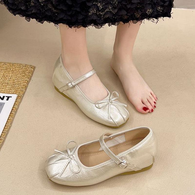 Märke trasig kod rea första lager kohud damskor mjuk sula inte trötta fötter enkelskor Mary Jane-skor inre höjdhöjande skor tofflor