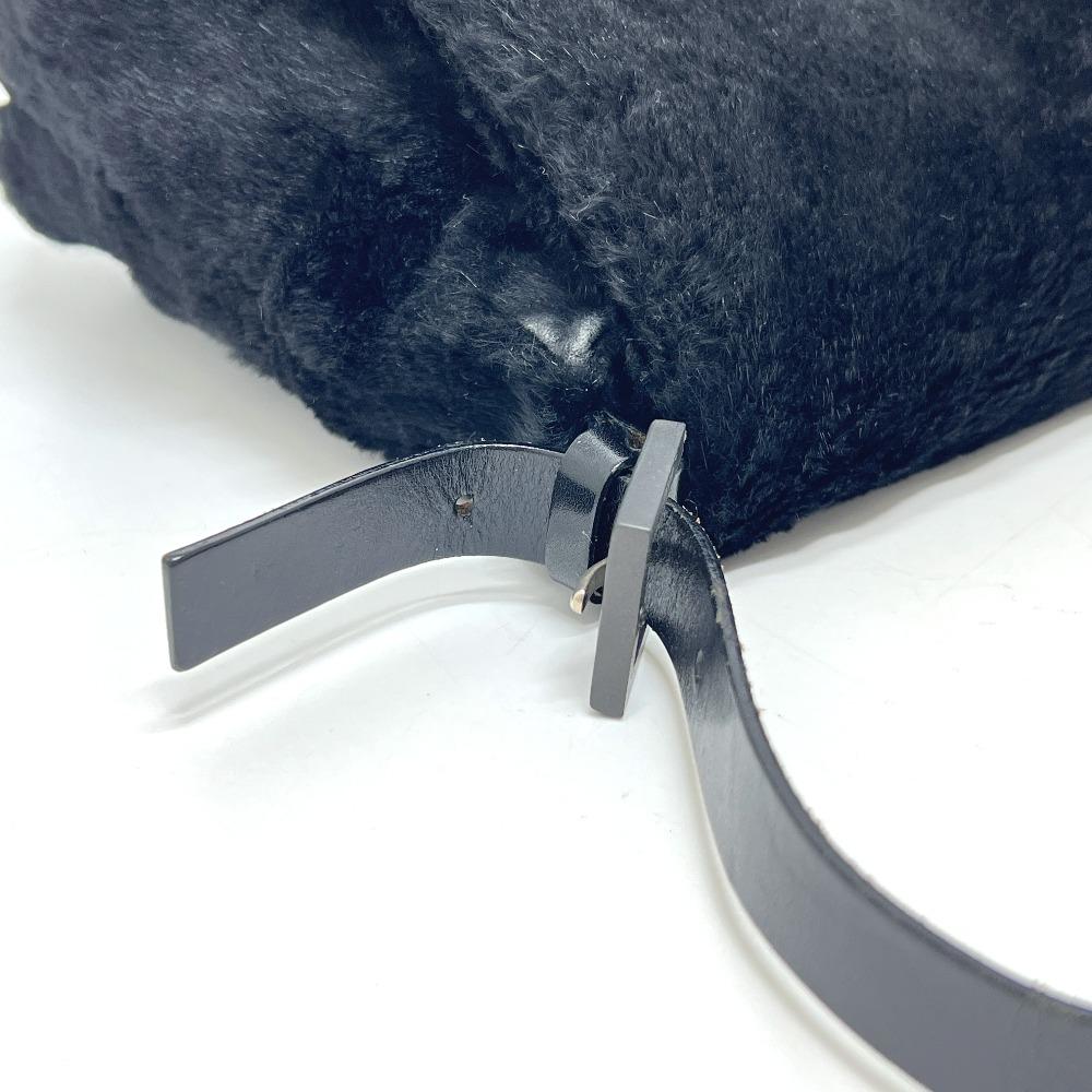 FENDI Mamma Baguette shoulder bags Hand Bag fur / Leather Black/SilverHardware