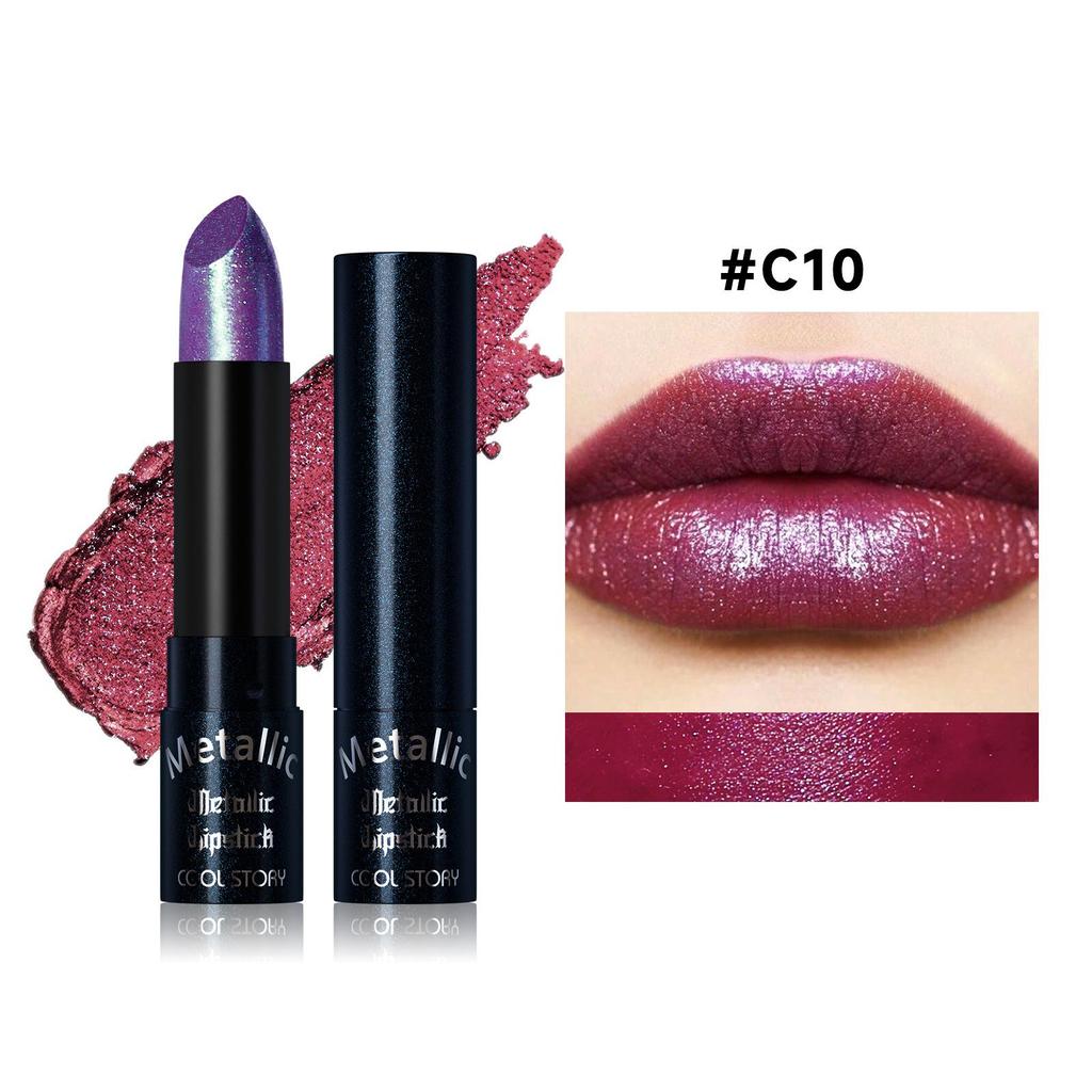 Rossetto Glitter Fine 15 Colori Rosso Nero Perlato Tinta Labbra Impermeabile Non Appiccicoso Lunga Durata Facile da Colorare Rossetto Diamante