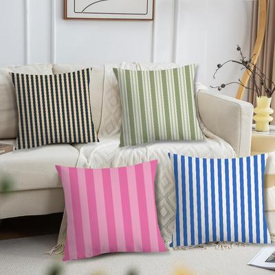 Mode Streifen Design Kunst Rosa Farbe Kissenbezug Weicher Kissenbezug für Sofa Wohnzimmer Heimbüro Dekor Schutzhüllen