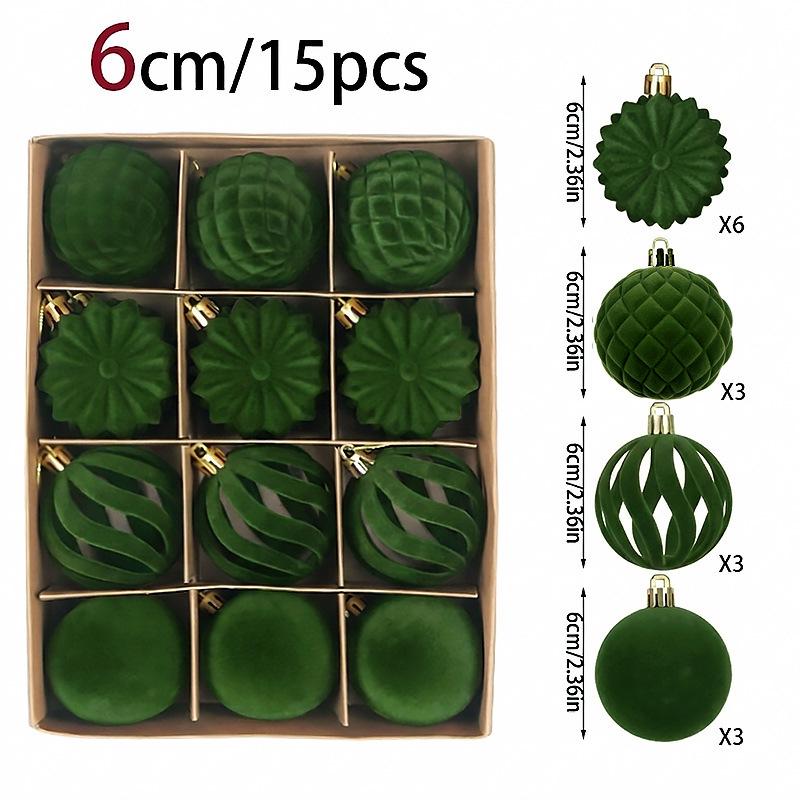 Christmas Flocking Ball Ornament Set - European Irregular Shapes