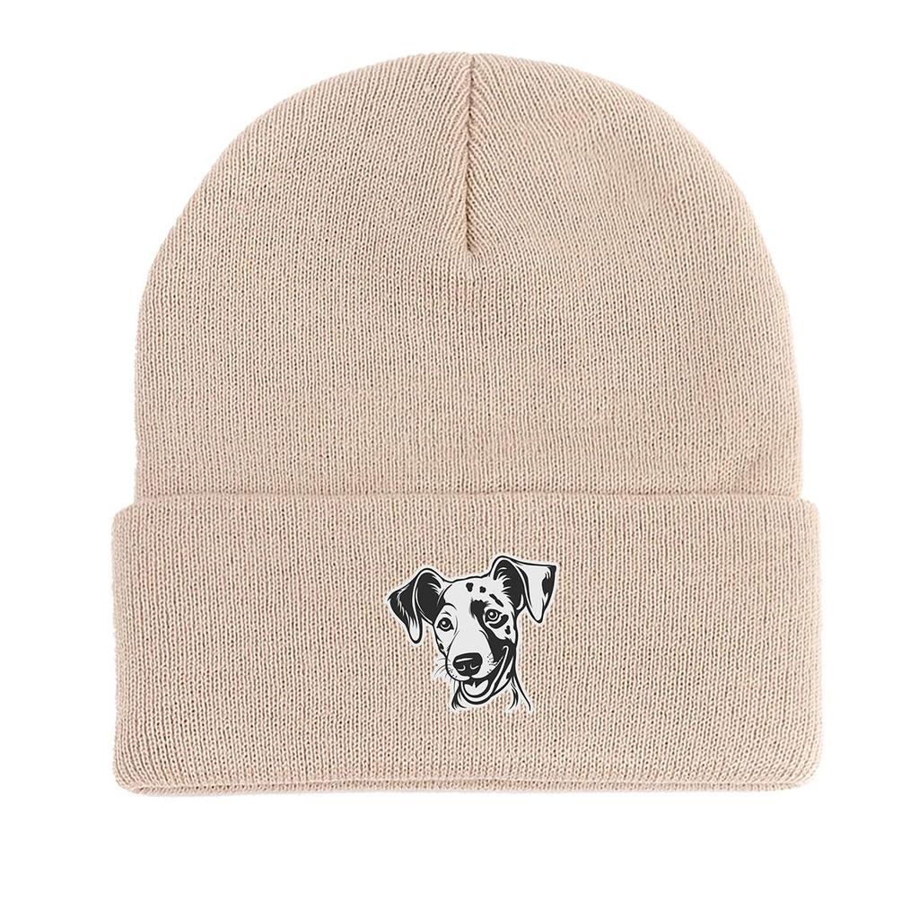Dog Picture Print Knit Cap Beanie, Animal Woman Cap Windproof Fit Hip Hop Bobble Hat Knitted Hat Beanie