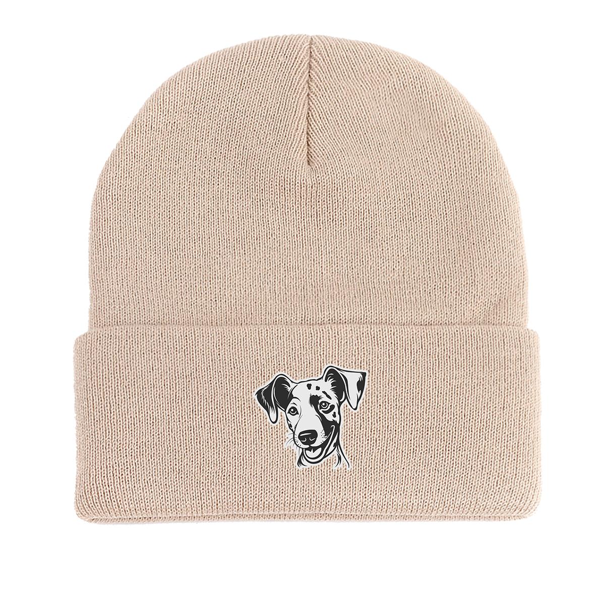 

Dog Picture Print Knit Cap Beanie, Animal Woman Cap Windproof Fit Hip Hop Bobble Hat Knitted Hat Beanie as the picture бежевий