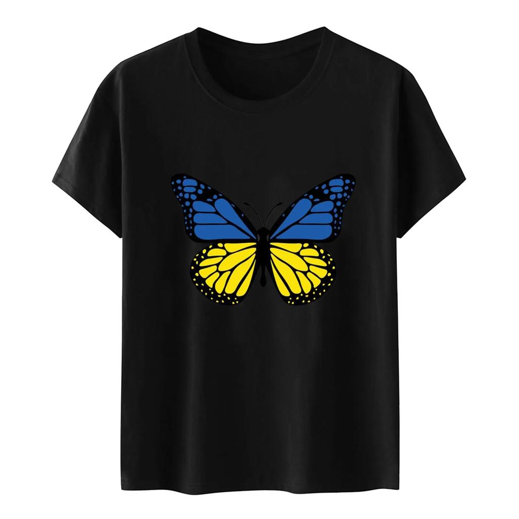 Ukraine Flag Printed Fashion Womens Tshirts Short Sleeve Funny Tops Tees Graphic Unisex T Shirts Women Men Clothing