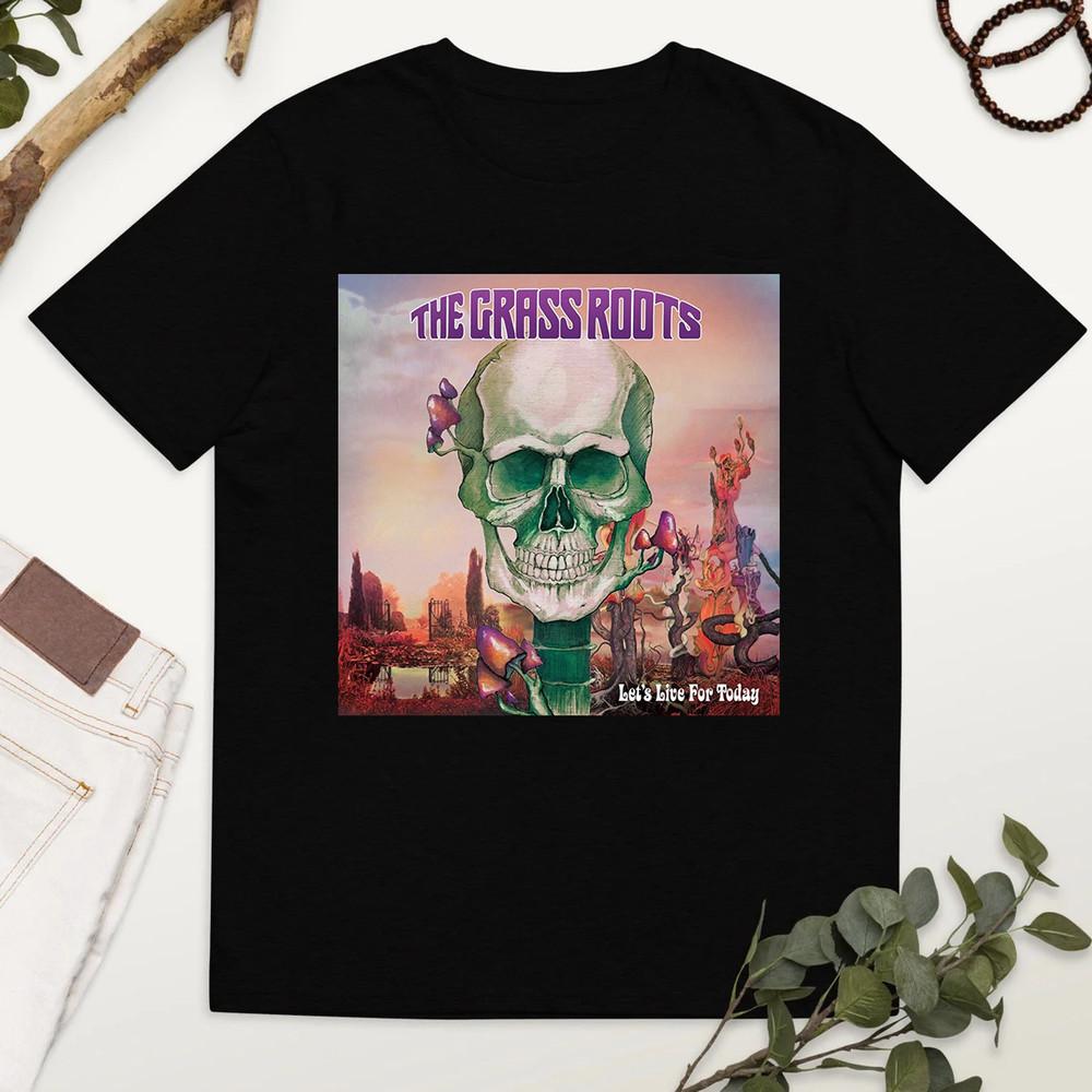 THE GRASS ROOTS LET S LIVE FOR TODAY Black Cotton T Shirt  Unisex T-Shirt S