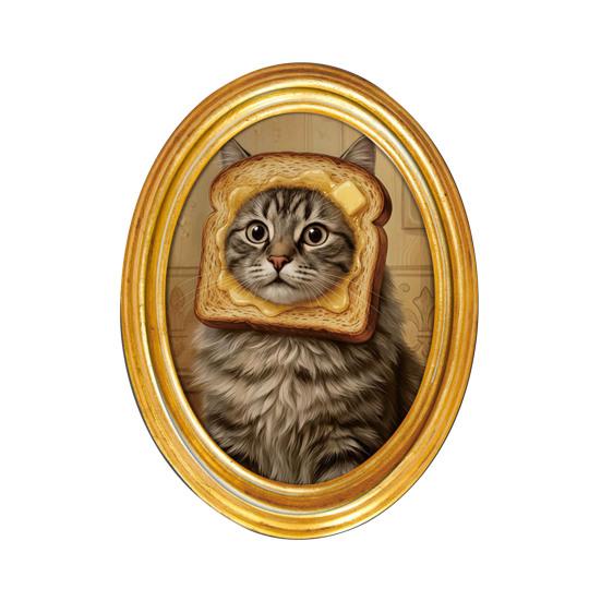 1/3/6Pcs Toast Avocado Cat Refrigerator Magnet with Oval Wooden Frame Kitten Fridge Magnet Home Kitchen Office Decoration Animal Lover Gift