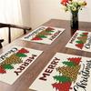 Nordic Style Christmas Festival Square Linen Placemat - Heat Insulation Pad with Digital Print Design.