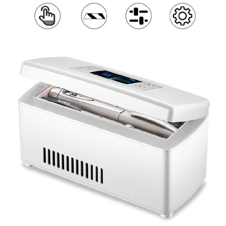 Boîte de refroidissement pour médicaments Organiseurs Réglable 2-18°C Fonctionnement silencieux Batterie rechargeable Convient pour un usage domestique et en voiture