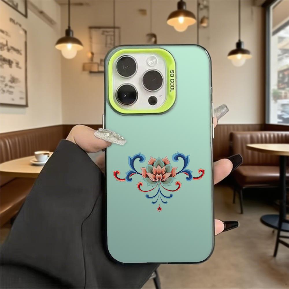 Ornate Floral Pattern Hard Phone Case for Iphone 16 15 14 13 12 11 Pro Max Mini Shockproof Anti-Scratch Protective Cover