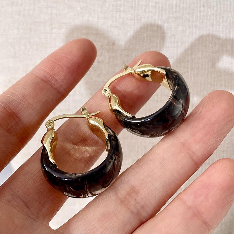 Vintage Black Series Stud Earrings 925 Silver Needle Minimalist High-End Personality Accessories for Women