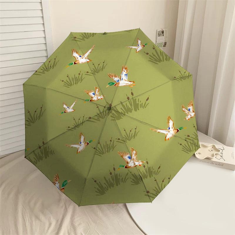 1PC Ducks Cattails Umbrella-8-Rib Reinforced Portable Folding Travel Suitable for All Seasons Outdoor Daily Use-Z0489