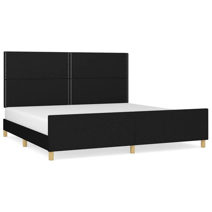VidaXL Cadre de lit avec tête de lit Noir 200x200 cm Tissu 3125002