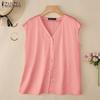 ZANZEA Women Summer V-Neck Sleeveless Loose Casual Tank Tops