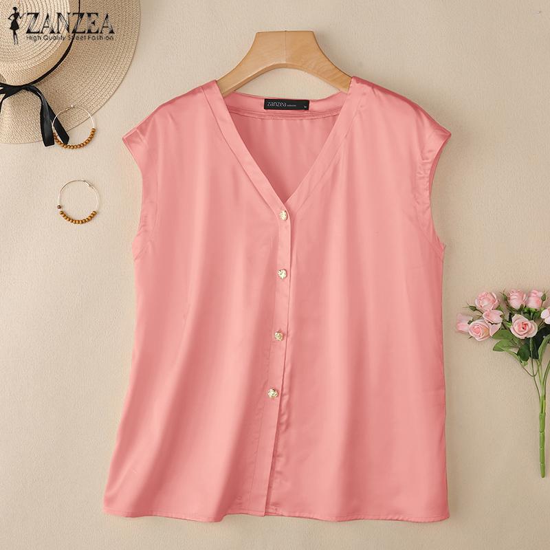 ZANZEA Women Summer V-Neck Sleeveless Loose Casual Tank Tops