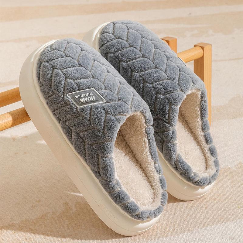Cotton Slippers for Indoor, Home, and Outdoor Wear. Plush Warm, Thick Soled, Non Slip Cotton Shoes for Men, Floor Slippers