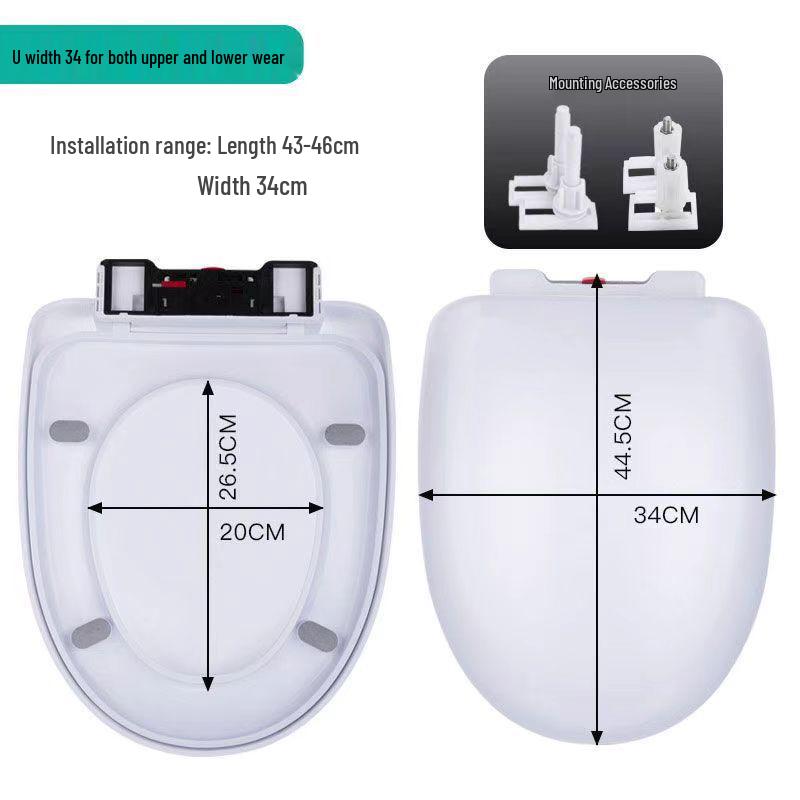 Universal Thickened UV Slow-Close Toilet Seat Cover with Quick Release for Home Use