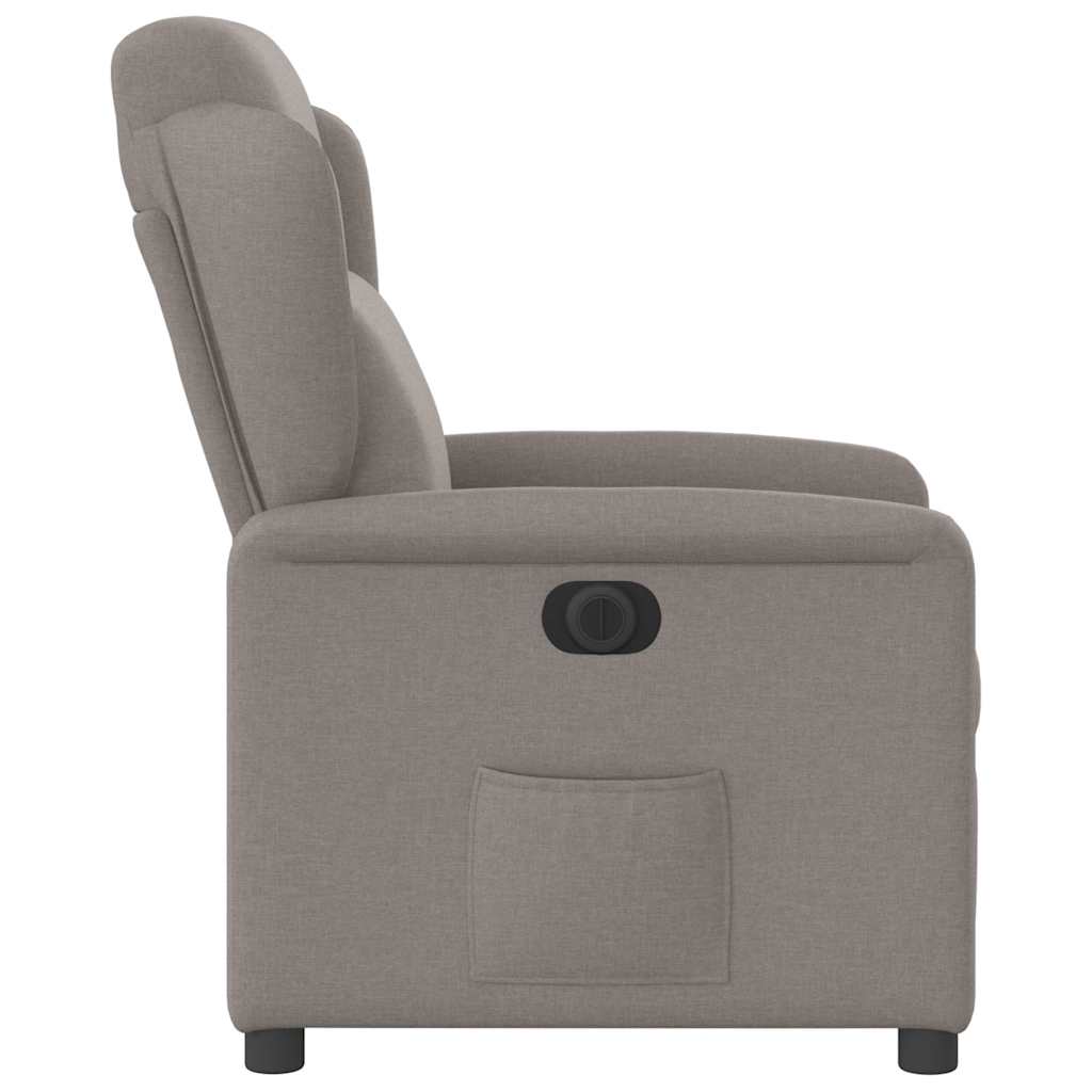 Electric Reclining Armchair, Taupe Color, Upholstered In Fabric