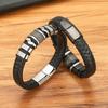 Fashion Braided Rope Wrap Black Leather Bracelets for Men Classic Style Stainless Steel Bangle Couple Charm Jewelry Gifts
