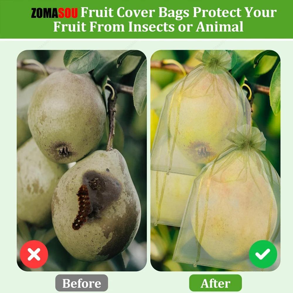 10-500Pcs Grapes Fruit Protection Bags Plant Grow Bags Garden Anti-Bird Netting Mesh Bag Vegetable Strawberry Bags Garden Tools