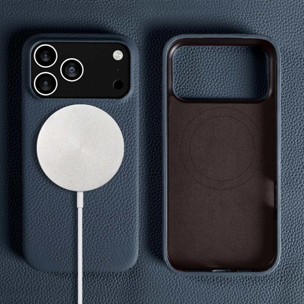 Luxury Magnetic Genuine Leather Case For Iphone 17 Pro Max 16 15 14 13 12 11 for Magsafe Full Covered Phone Cases Back Cover