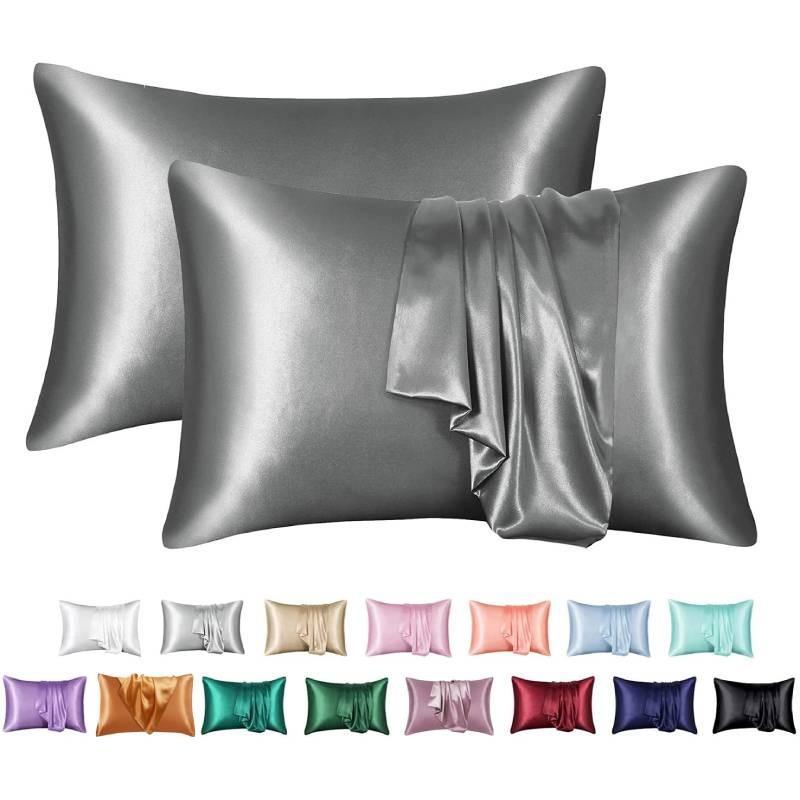 Luxurious Solid Color Satin Pillow Cases Set High Quality Soft Hypoallergenic Fabric