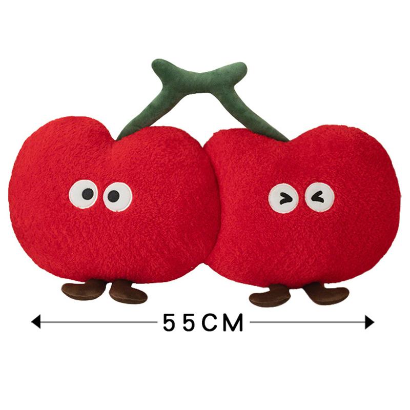 Grappig Kersenfruit Pluche Kussen Gevuld Rood Kussen Met Poten Rugsteun Pluche Sofa Stoel Decoratie Cadeau
