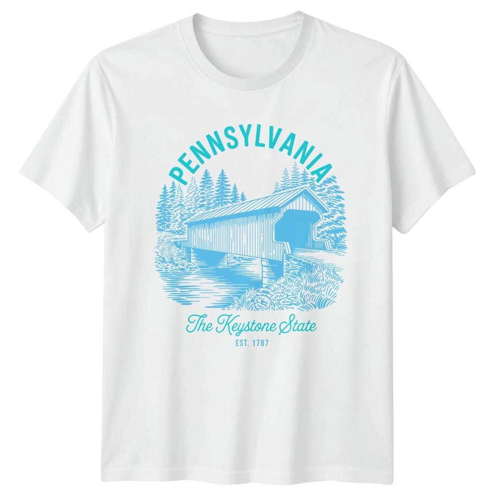 Pennsylvania Covered Bridge Keystone State US Landmark Unisexs Unisexs Graphic Tee S