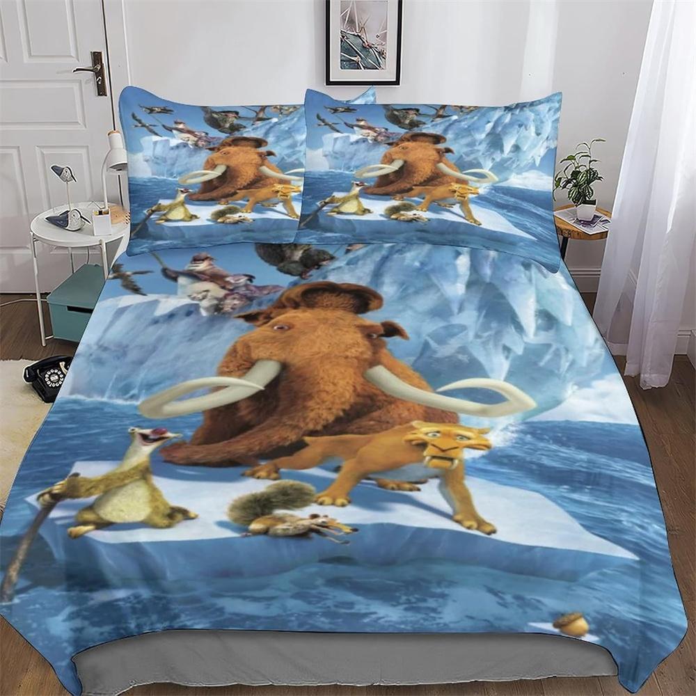 

3D Принт Набор Постельного Белья Ледниковый Период, Пододеяльник Одеяло Комплект для Кровати Наволочка, Размер Кинг Квин Твин для Мальчиков Девочек Взрослых 70x133cm 2pcs
