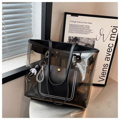 Bolso transparente de gran capacidad para mujer, nuevo de verano, moda popular, versátil, bandolera, bolso de mano