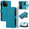 For Honor Play 60 Plus 5G/X7c 5G/X7c 4G/200 Smart 5G Leather Case 9 Card Slots Zipper Wallet Stand Phone Cover with Wrist Strap