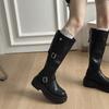 Platform Boots Women's Knee Boots 2025 New Spring and Autumn Retro Belt Buckle Small Tall Knight Boots
