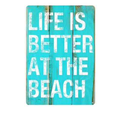 LA VITA È MEGLIO AL MARE Cartello in Latta Metallico Vintage 20cm30cm Impermeabile e Antipolvere Decorazione Murale per Casa Bar Caffè Ga